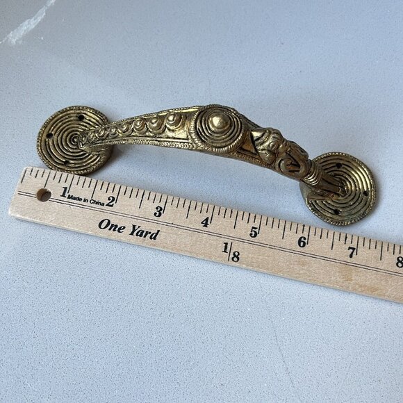 Solid Brass Door Handle Decorative Vintage Artisan Indian Ethnic Handmade - Picture 7 of 7
